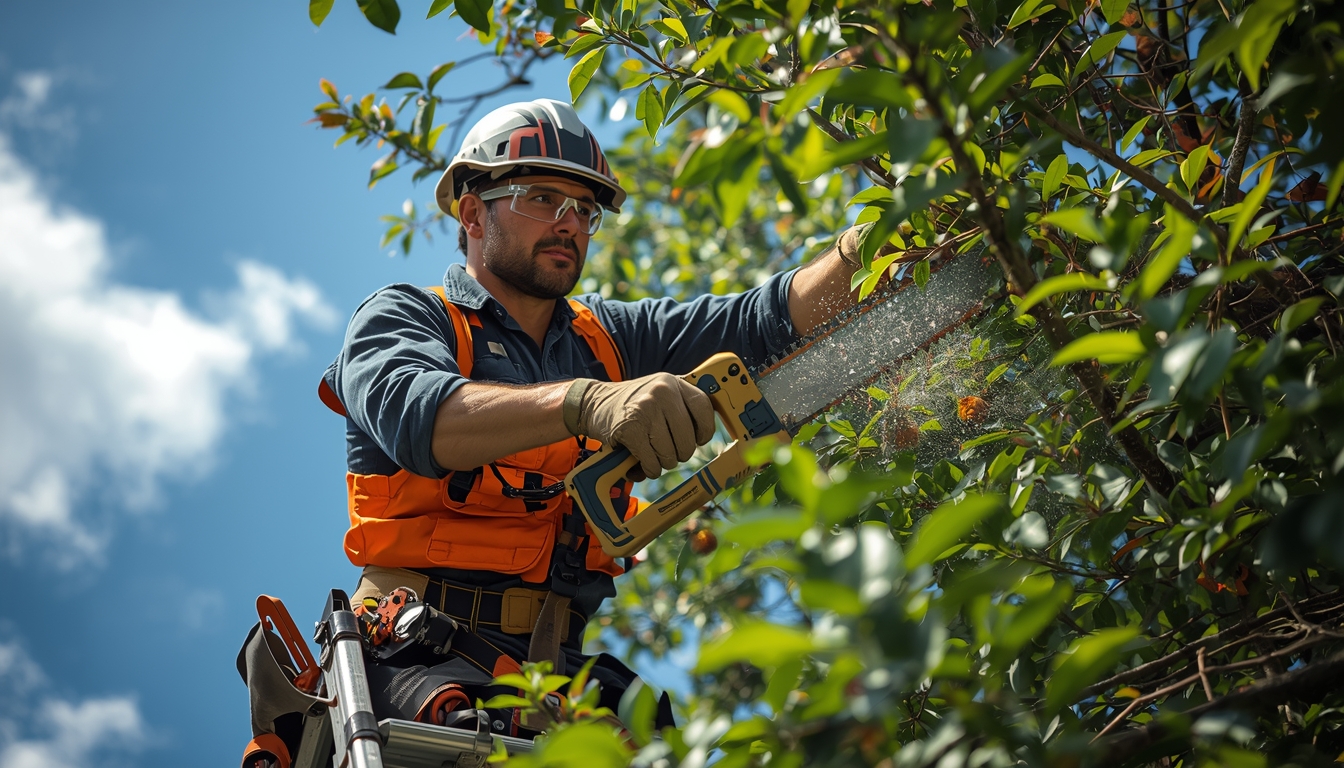 Experto en cuidado de árboles podando profesionalmente